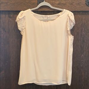 Nordstrom cream blouse with bead and pearl sleeve